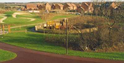 Play area viewes from adjacent knoll